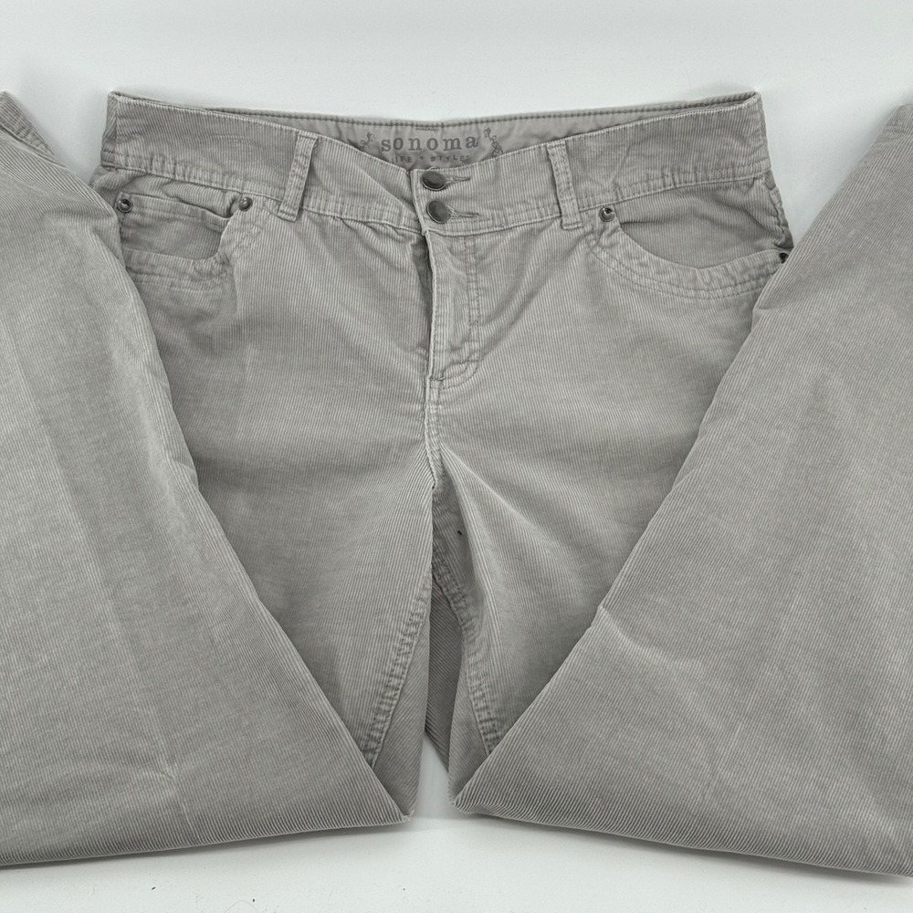 Sonoma Gray Corduroy Pants Women's 12 Utility Indie Artsy Scandianvian Everyday‎